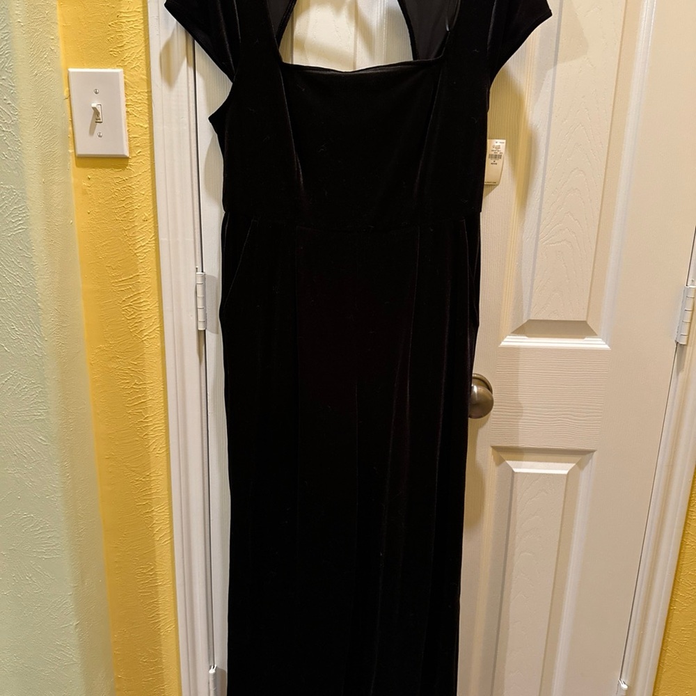 Old Navy Black Velvet Jumpsuit with Square Neck